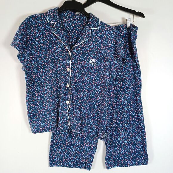 Lauren Ralph Lauren Pajamas Womens Large Cottage Floral Preppy Sleep Embroidered - Picture 6 of 11